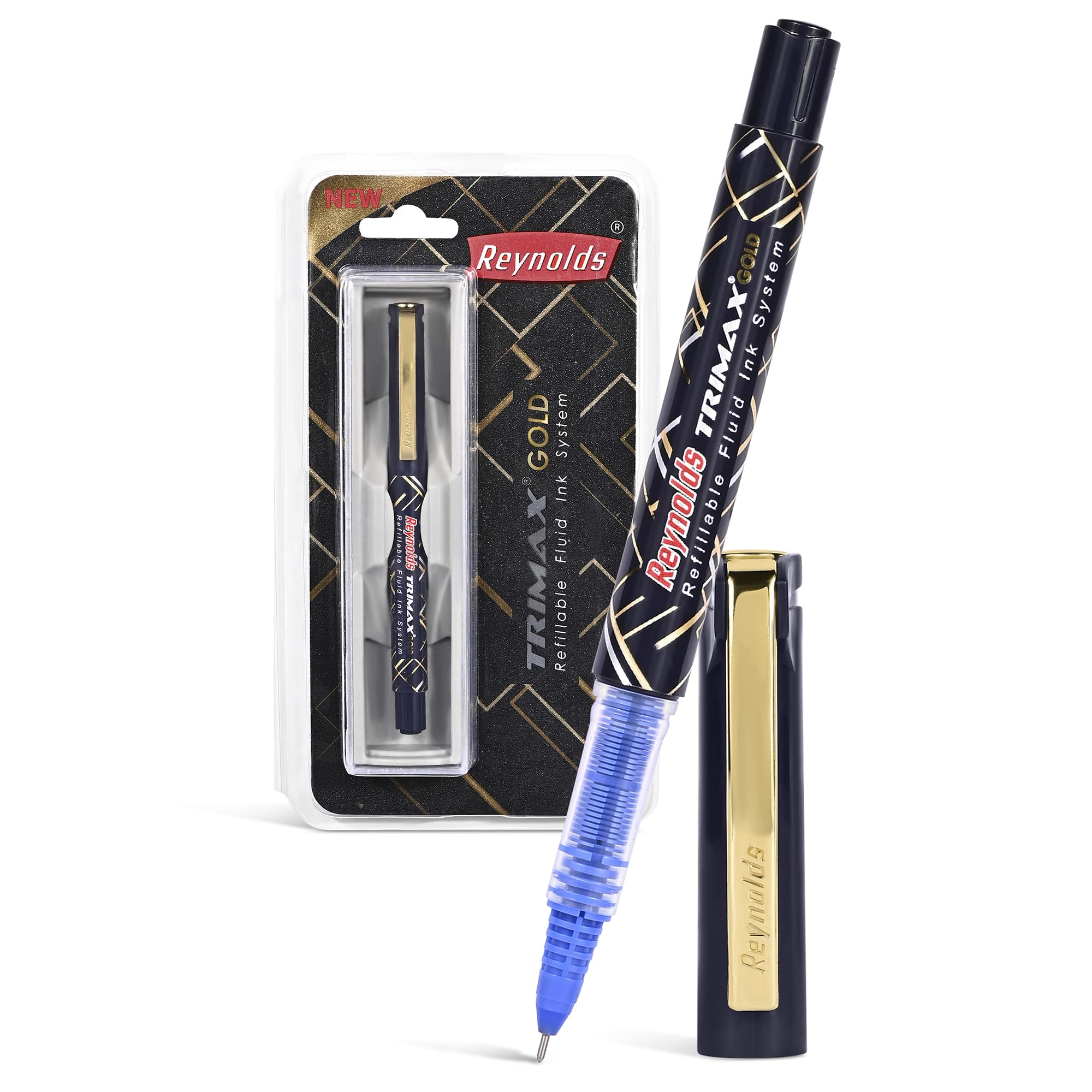 Amazon.com: Reynolds TRIMAX GOLD RollerBall Pen SET - 1 PEN BLUE